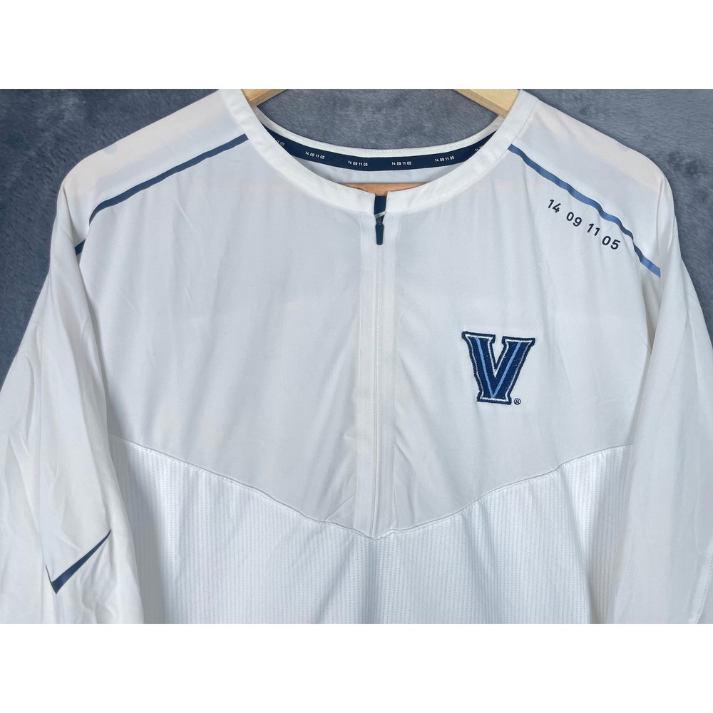 Nike Villanova Wildcats Basketball Mens Large White Quarter Zip Training Shirt
